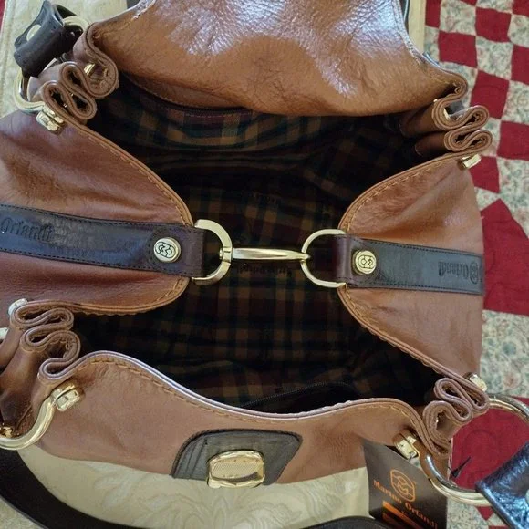MARINO ORLANDI LUXERY BROWN LEATHER HANDBAG
